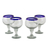 Blown glass goblets, 'Cobalt Kiss' (set of 4) - Cobalt Blue Rim Hand Blown 18 oz Wine Glasses (Set of 4) (image 2a) thumbail
