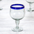 Blown glass goblets, 'Cobalt Kiss' (set of 4) - Cobalt Blue Rim Hand Blown 18 oz Wine Glasses (Set of 4) (image 2b) thumbail