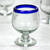 Hand blown tequila glasses, 'Cobalt Kiss' (set of 6) - Cobalt Blue Rim Hand Blown 6 oz Tequila Glasses (Set of 6) (image 2b) thumbail