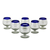 Hand blown tequila glasses, 'Cobalt Kiss' (set of 6) - Cobalt Blue Rim Hand Blown 6 oz Tequila Glasses (Set of 6) (image 2d) thumbail
