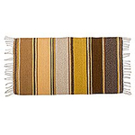 Alfombra de lana zapoteca tejida a mano en marrón y dorado (2x3), 'Desierto zapoteca'