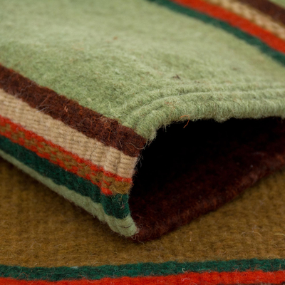 Alfombra de lana zapoteca, 'Zapotec Seasons' (2x3.5) - Alfombra de lana zapoteca multicolor a rayas de 2 x 3.5 pies