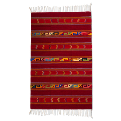 Authentic Geometric Handwoven Zapotec Wool Area Rug (4x7)