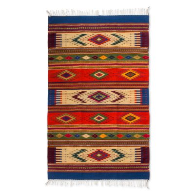 Zapotec wool rug, 'Juchitan Fiesta' (4x7) - 4 x 7 Colorful Handwoven Zapotec Wool Rug from Mexico
