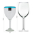 Blown glass wine glasses, 'Aquamarine Kiss' (set of 6) - Clear with Aqua Rim Hand Blown 8 oz Wine Glasses (Set of 6)