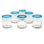 Blown glass juice glasses, 'Aquamarine Kiss' (set of 6) - Set of 6 Clear with Aqua Rim Hand Blown 8 oz Juice Glasses (image 2a) thumbail
