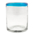 Blown glass juice glasses, 'Aquamarine Kiss' (set of 6) - Set of 6 Clear with Aqua Rim Hand Blown 8 oz Juice Glasses (image 2c) thumbail