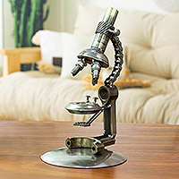Featured review for Upcycled auto part sculpture, Rustic Microscope