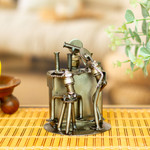 Upcycled auto parts sculpture, 'Rustic Cantina' - Upcycled Metal and Car Parts Bar Scene Sculpture from Mexico