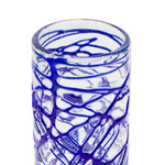 Blown glass high ball glasses, 'Sapphire Swirl' (set of 6) - Six Blue Swirl Hand Blown 11 oz High Ball Glasses