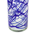 Blown glass high ball glasses, 'Sapphire Swirl' (set of 6) - Six Blue Swirl Hand Blown 11 oz High Ball Glasses