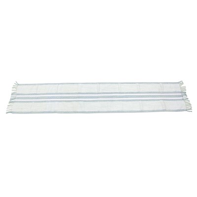 Cotton table runner, 'Emerald Rivers' - Mexican Table Runner Handwoven of Green Cotton