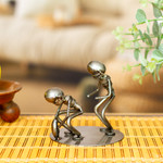 Auto part sculpture, 'Quarterback Snap' - Football Players Recycled Auto Part Metal Sculpture