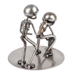 Auto part sculpture, 'Quarterback Snap' - Football Players Recycled Auto Part Metal Sculpture