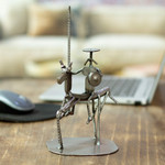 Auto part sculpture, 'Eco Friendly Quixote' - Recycled Metal and Auto Part Don Quixote Sculpture