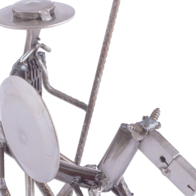 Auto part sculpture, 'Eco Friendly Quixote' - Recycled Metal and Auto Part Don Quixote Sculpture