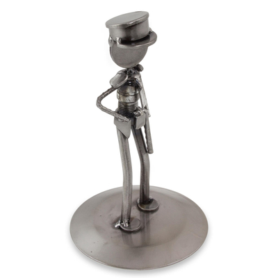 Auto part sculpture, 'Rustic Police Officer' - Upcycled Metal and Auto Part Police Officer Sculpture
