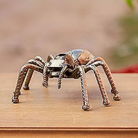 Upcycled metal sculpture, 'Rustic Tarantula' - Eco-Friendly Upcycled Metal Spider Sculpture from Mexico
