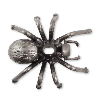 Upcycled metal sculpture, 'Rustic Tarantula' - Eco-Friendly Upcycled Metal Spider Sculpture from Mexico