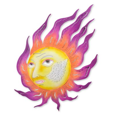 Colorful Steel Wall Art Sun Sculpture Hand Crafted In Mexico