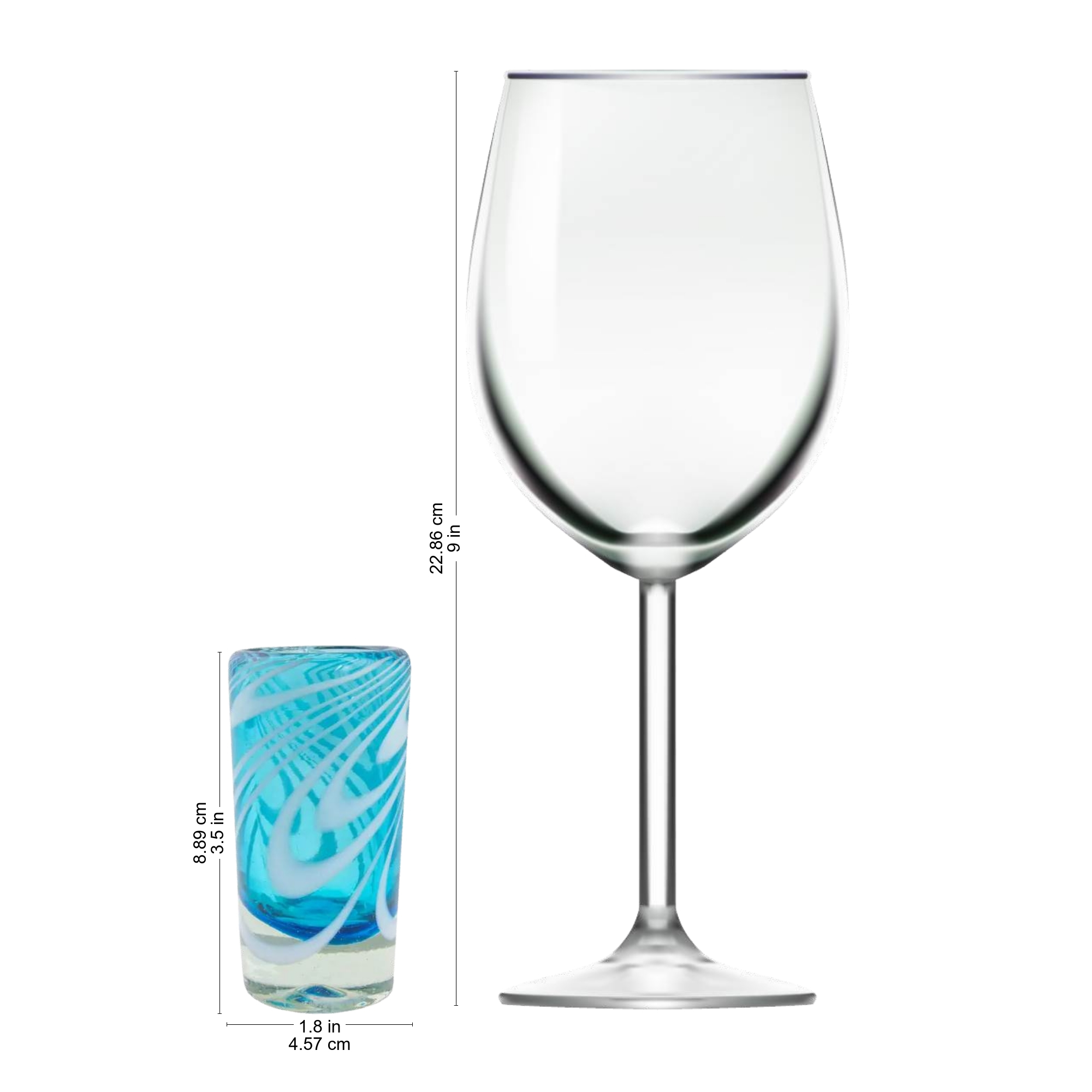 Unicef Market 6 Hand Blown Shot Glasses In Aqua And White From Mexico Whirling Aquamarine 2031