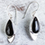 Obsidian dangle earrings, 'Night's Edge' - Contemporary Obsidian Earrings in Taxco 950 Silver (image 2b) thumbail