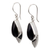 Obsidian dangle earrings, 'Night's Edge' - Contemporary Obsidian Earrings in Taxco 950 Silver (image 2c) thumbail