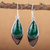 Chrysocolla dangle earrings, 'Ocean's Edge' - Mexican Contemporary Chrysocolla Earrings in Taxco Silver (image 2) thumbail