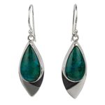 Chrysocolla dangle earrings, 'Ocean's Edge' - Mexican Contemporary Chrysocolla Earrings in Taxco Silver
