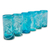 Hand blown highball glasses, 'Whirling Aquamarine' (set of 6) - 6 Hand Blown 13 oz Aqua-White Highball Glasses from Mexico (image 2c) thumbail