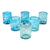 Hand blown rock glasses, 'Whirling Aquamarine' (set of 6) - 6 Mexican Hand Blown 11 oz Rock Glasses in Aqua and White (image 2a) thumbail
