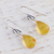 Amber dangle earrings, 'Golden Swan Pond' - Sterling Silver Swan Earrings with Mexican Amber