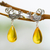 Amber dangle earrings, 'Flirty Birds' - Sterling Silver Bird Earrings with Amber Droplets thumbail