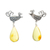 Amber dangle earrings, 'Flirty Birds' - Sterling Silver Bird Earrings with Amber Droplets (image 2a) thumbail