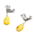 Amber dangle earrings, 'Flirty Birds' - Sterling Silver Bird Earrings with Amber Droplets (image 2b) thumbail