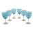 Hand blown wine glasses, 'Whirling Aquamarine' (set of 6) - 6 Hand Blown Wine Glasses in Aqua and White from Mexico (image 2e) thumbail