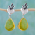 Amber heart earrings, 'Fern Hearts' - Heart Sterling Silver Earrings with Amber Droplets