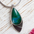 Chrysocolla pendant necklace, 'Ocean's Edge' - Taxco 950 Silver Modern Pendant Necklace with Chrysocolla thumbail