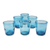 Saftgläser aus mundgeblasenem Glas, (6er-Set) - Set mit 6 mundgeblasenen Aquamarin-Saftgläsern mit einem Fassungsvermögen von 284 ml