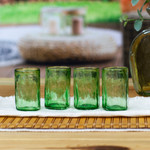 Blown glass shot glasses, 'Jade Mist' (set of 4) - Set of 4 Clear Green Blown Glass Shot Glasses