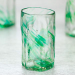 Blown glass shot glasses, 'Jade Mist' (set of 4) - Set of 4 Clear Green Blown Glass Shot Glasses
