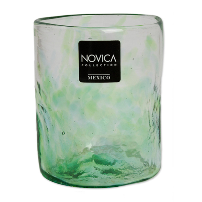 Steingläser aus mundgeblasenem Glas, (4er-Set, 8 oz) - Set mit 4 handwerklich gefertigten Green Rocks-Gläsern aus geblasenem Glas, 227 ml