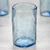 Vasos de vidrio soplado, (juego de 4) - Juego de 4 vasos azules transparentes soplados a mano de 11 oz