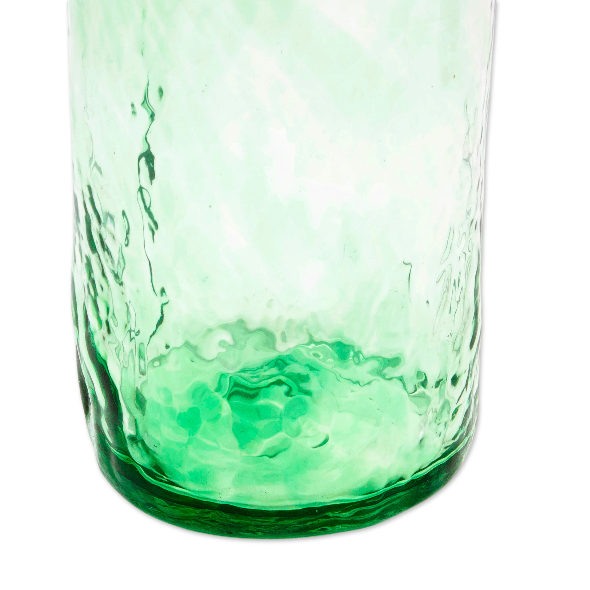 UNICEF Market Set of 4 Artisan Crafted Blown Glass Green Tumblers Green Mist