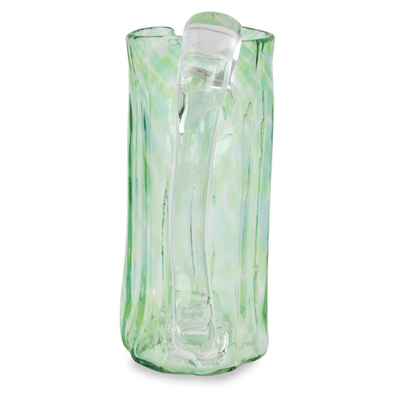 Jarra de vidrio soplado, (21 oz) - Jarra de vidrio soplado verde, vajilla artesanal de 21 oz
