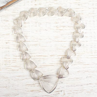 Sterling silver link necklace, 'Linear Junction' - Mexican Sterling Silver Necklace with Linked Triangles