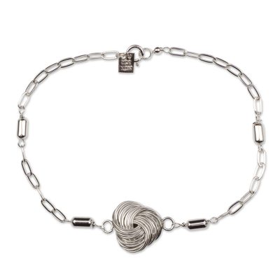 Sterling silver pendant bracelet, 'Infinite Knot' - Sterling Silver Bracelet Modern Taxco Jewelry