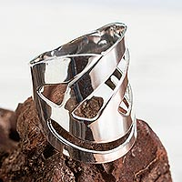 Sterling silver cocktail ring, 'Modern Jazz'