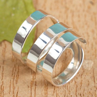 Sterling silver wrap ring, 'Ribbon Spin' - Artisan Crafted Wide Wrap Ring in Taxco Sterling Silver