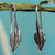 Sterling silver drop earrings, 'Windblown Leaf' - Artisan Crafted Mexican Silver Leaf Theme Earrings (image 2) thumbail
